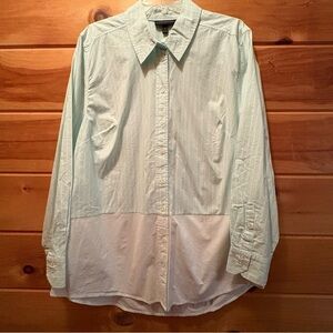 Lane Bryant Green and White color-block Button Down Shirt size 16 NWT